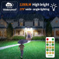 Intelamp 1200 Lumen Solar Flood Lights: Motion Sensor, Remote, Waterproof - 2 Pack