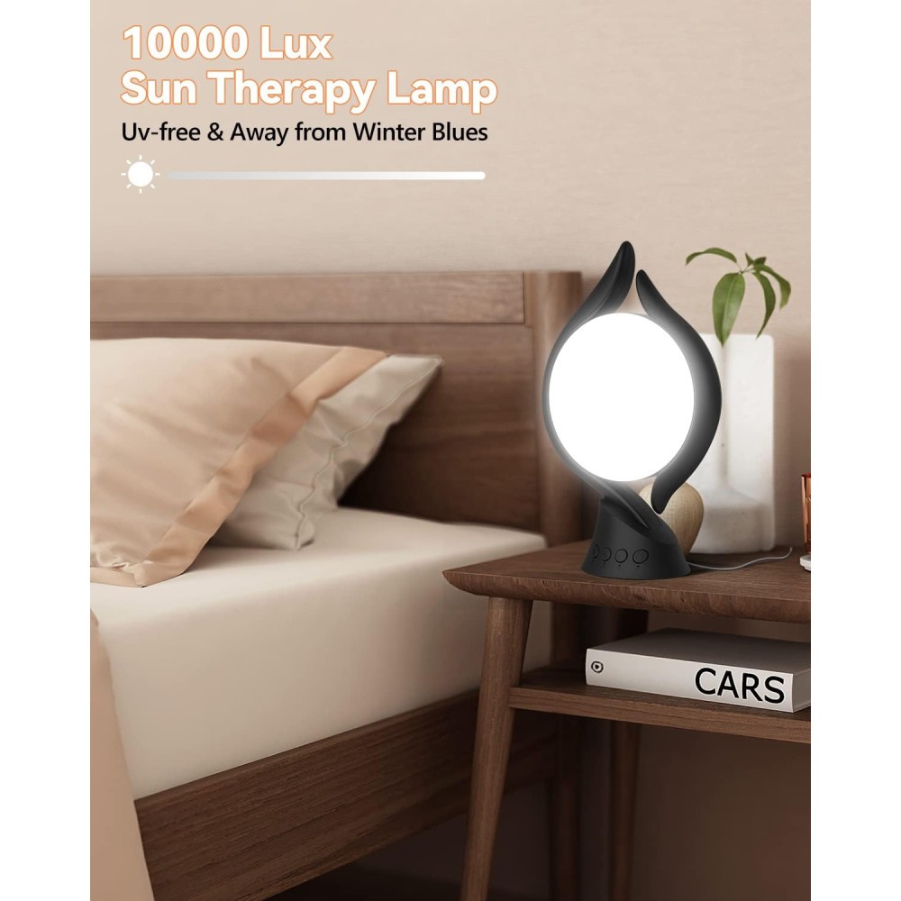 UV-Free Light Therapy Lamp, 10000 Lux, Adjustable Brightness & Timer