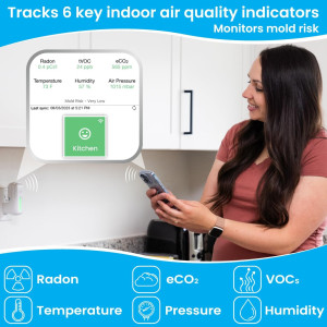 Lüft Indoor Air Quality Monitor - Accurate Radon, VOC, and CO2 Detection with WiFi, Easy Setup, and Mobile App Integration