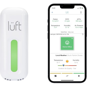 Lüft Indoor Air Quality Monitor - Accurate Radon, VOC, and CO2 Detection with WiFi, Easy Setup, and Mobile App Integration