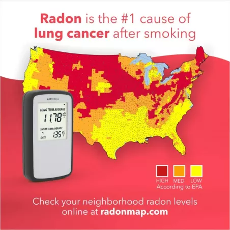 Détecteur de Radon Portable pour la Maison - Alimenté par Batterie