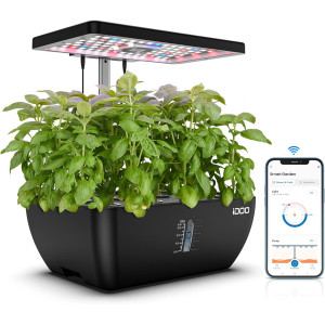 iDOO Hydroponic Garden, 12 Pods, WiFi, LED Light for Indoor Growing