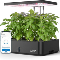 iDOO Hydroponic Garden, 12 Pods, LED Light and Fan for Indoor Growing