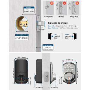 TEEHO TE001 Keyless Entry Door Lock with Keypad - Smart Deadbolt Lock for Front Door with 2 Keys - Auto Lock - Easy Installation