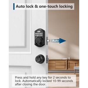TEEHO TE001 Keyless Entry Door Lock with Keypad - Smart Deadbolt Lock for Front Door with 2 Keys - Auto Lock - Easy Installation