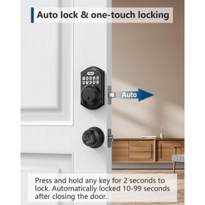 TEEHO TE001 Keyless Entry Door Lock with Keypad - Smart Deadbolt Lock for Front Door with 2 Keys - Auto Lock - Easy Installation