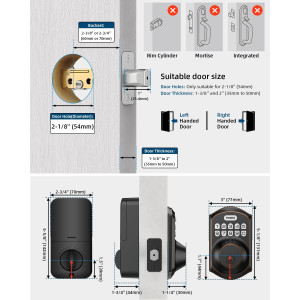 TEEHO TE001 Keyless Entry Door Lock with Keypad - Smart Deadbolt Lock for Front Door with 2 Keys - Auto Lock - Easy Installation