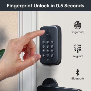 Wyze Lock Bolt, Fingerprint Keyless Entry Door Auto-Lock, Smart Bluetooth Deadbolt Replacement, Backlit Keypad, IPX5