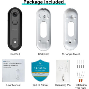 WUUK Wireless Doorbell Camera, 2K - Absolutely No Monthly Fee Video Doorbell w/Human & Motion Detection, 32GB Storage Homebase,