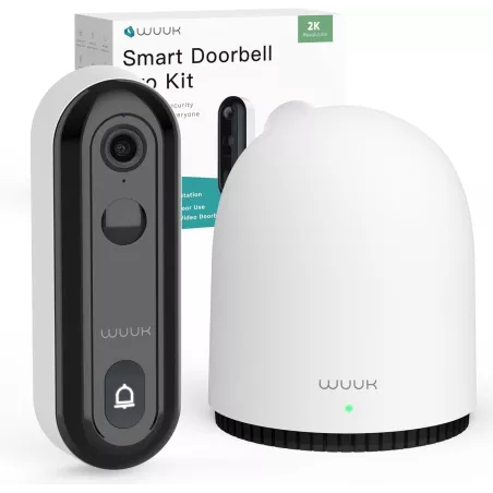 WUUK Wireless Doorbell Camera, 2K - Absolutely No Monthly Fee Video Doorbell w/Human & Motion Detection, 32GB Storage Homebase,