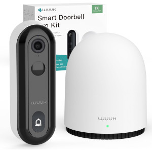 WUUK Wireless Doorbell Camera, 2K - Absolutely No Monthly Fee Video Doorbell w/Human & Motion Detection, 32GB Storage Homebase,
