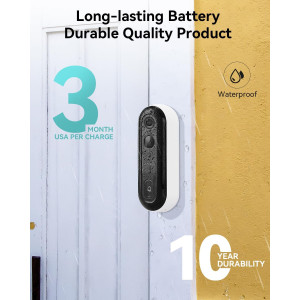 WUUK Wireless Doorbell Camera, 2K - Absolutely No Monthly Fee Video Doorbell w/Human & Motion Detection, 32GB Storage Homebase,