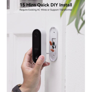 WUUK Wireless Doorbell Camera, 2K - Absolutely No Monthly Fee Video Doorbell w/Human & Motion Detection, 32GB Storage Homebase,