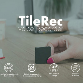 TileRec Slimmest Voice Recorder – 145 Hours Storage, 24-Hour Battery