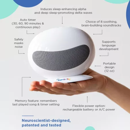 RAPTbaby Machine à Sommeil Intelligente : Sons Apaisants pour un Sommeil de Bébé Optimal
