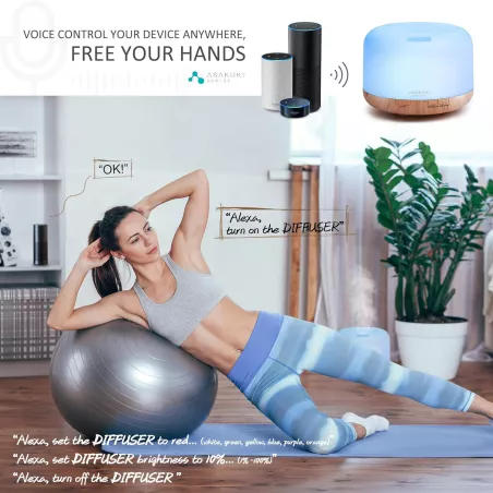 Diffuseur dHuiles Essentielles Intelligent ASAKUKI: Contrôle Wi-Fi & Alexa, 500ml, Ambiance Relaxante