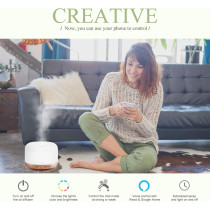 ASAKUKI Smart Wi-Fi Essential Oil Diffuser - Alexa Compatible, 500ml