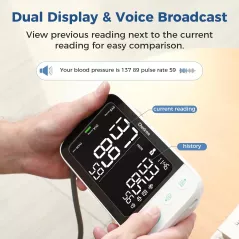 Tensiomètre Bluetooth Checkme : Double Écran LCD, Guidage Vocal, Brassard XL, 500 Mesures