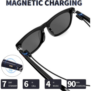 Smart Bluetooth Sunglasses with Open-Ear Speakers for Music and Calls