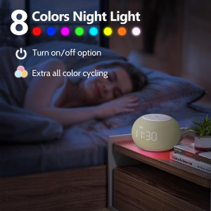 Reacher Auto-Dimmable Alarm Clock with USB & White Noise Machine
