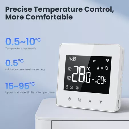 Thermostat Connecté WiFi LED: Contrôle Vocal & App, Économie dÉnergie, Compatible Alexa & Google Home