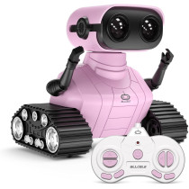 ALLCELE Girls Robot Toy, Remote Control, LED Eyes, Rechargeable, Pink