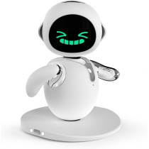 Eilik Silver Robot Pet: Fun Interactive Desk Companion.