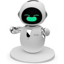 Eilik Silver Robot Pet: Fun Interactive Desk Companion.