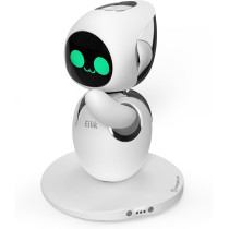 Eilik Silver Robot Pet: Fun Interactive Desk Companion.