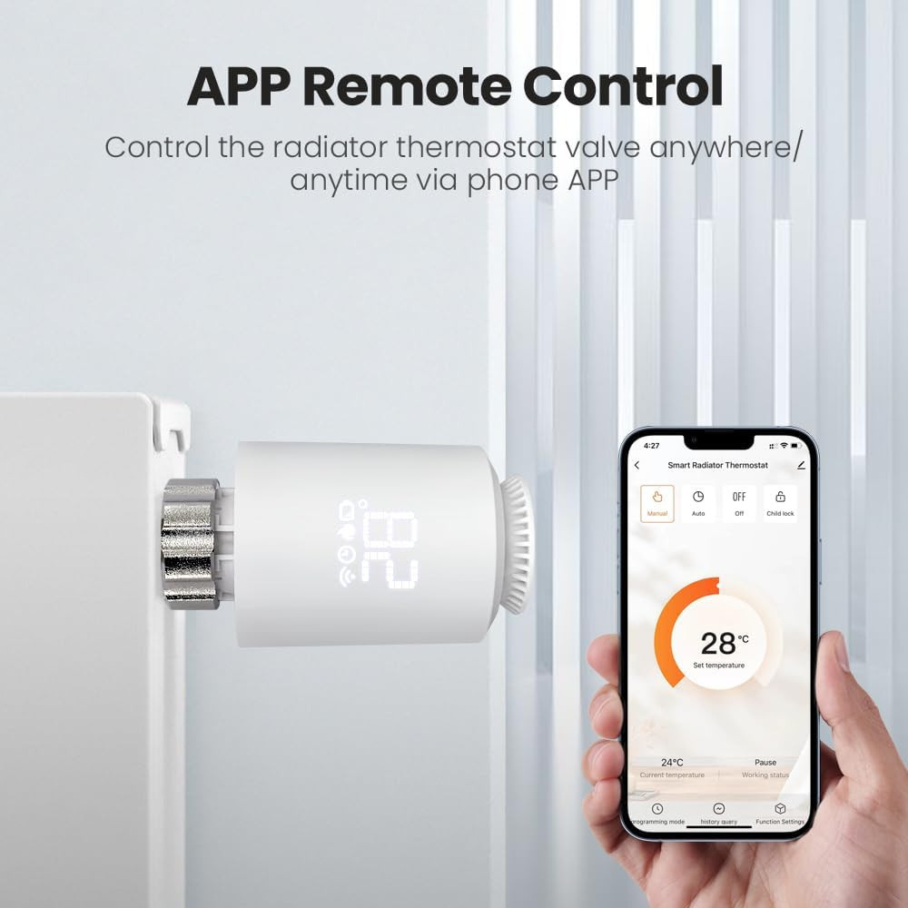 Smart WiFi Thermostatic Head for Radiators - Alexa & Google Compatible