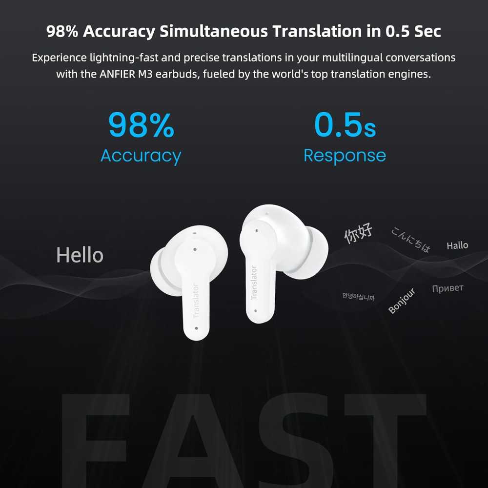 M3 AI Translation Earbuds, 144 Languages, Two-Way Translator