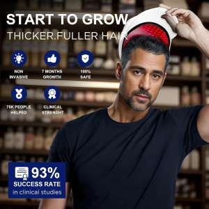 Casque Laser Repousse Cheveux  Thérapie Lumière Rouge Hommes Femmes