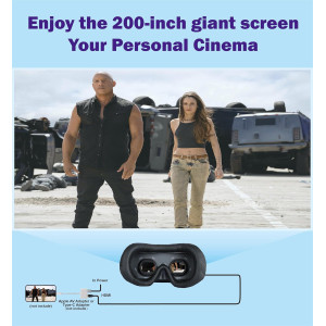 Portable 120-Inch Video Goggles, HDMI Input, Rechargeable Battery