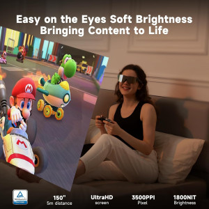 T1 Smart Glasses with 150'' Screen for iPhone, Android, and PC