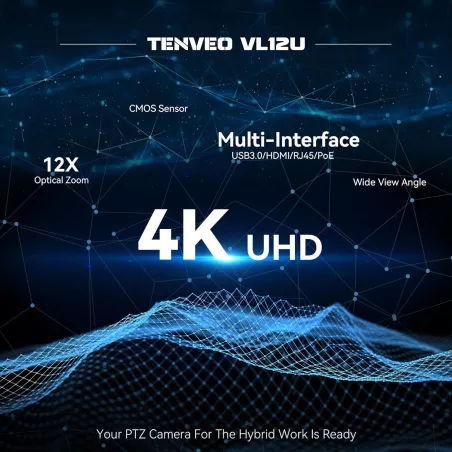 Tenveo VL12U: Caméra PTZ 4K Ultra HD – Zoom 12x, Grand Angle, Parfaite pour vos Conférences et Streaming!