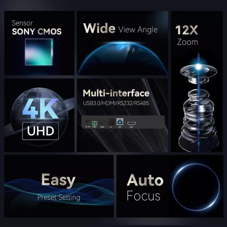 Caméra PTZ UHD 4K Tenveo avec Zoom 12X pour Conférences et Streaming