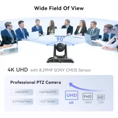 Tenveo Caméra PTZ 4K UHD 12X Zoom Optique : Capturez lExcellence pour vos Conférences et Livestreams!