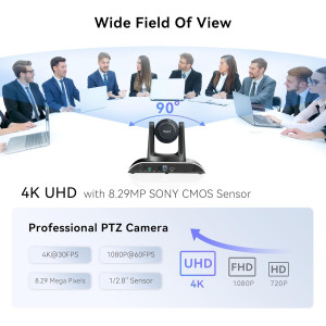 Caméra PTZ UHD 4K Tenveo avec Zoom 12X pour Conférences et Streaming