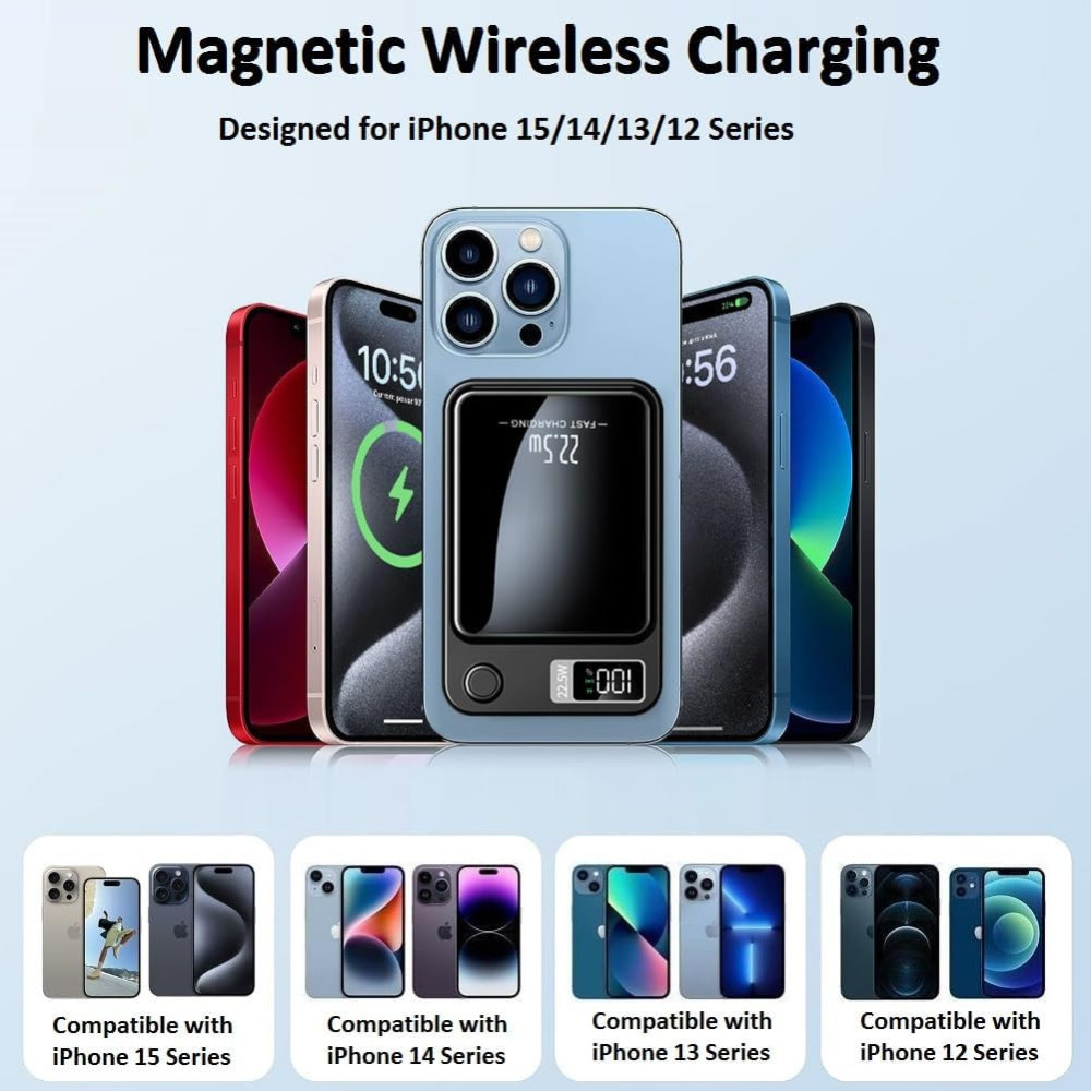 Magnetic Wireless Power Bank 10000mAh - Fast Charging for iPhone