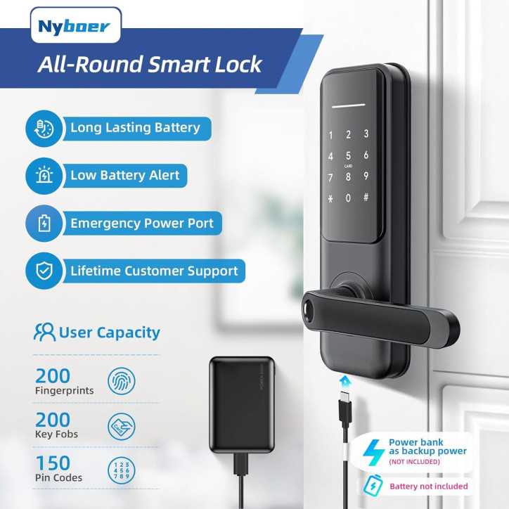 Nyboer 7-in-1 Smart Lock: Fingerprint, App, Keypad & Voice Control for Ultimate Home Security Nyboer 7-in-1 Smart Lock: Fingerprint, App, Keypad & Voice Control for Ultimate Home Security