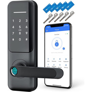 Keyless Fingerprint Smart Lock – Touchscreen, app control, voice assistant ready. Secure your door smartly!