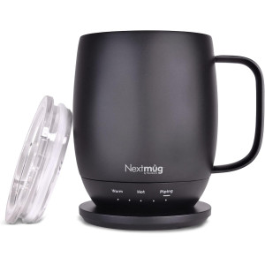 Nextmug Self-Heating Mug — Keeps drinks hot for hours with 3 adjustable temps & battery power!