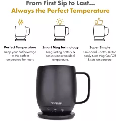 Nextmug Self-Heating Mug — Keeps drinks hot for hours with 3 adjustable temps & battery power!