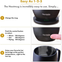 Nextmug Self-Heating Mug 14 oz Smart Coffee Mug with 3 Temp Modes