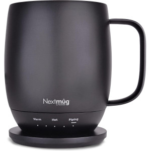 Nextmug Self-Heating Mug — Keeps drinks hot for hours with 3 adjustable temps & battery power!