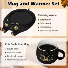 Chauffe-Tasse Chat Adorable : Gardez Votre Café Chaud avec Style et Sécurité!