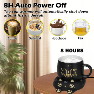 Keep Coffee Warm — Mug Warmer & Cute Cat Mug Set with 3 temps & auto shut-off!