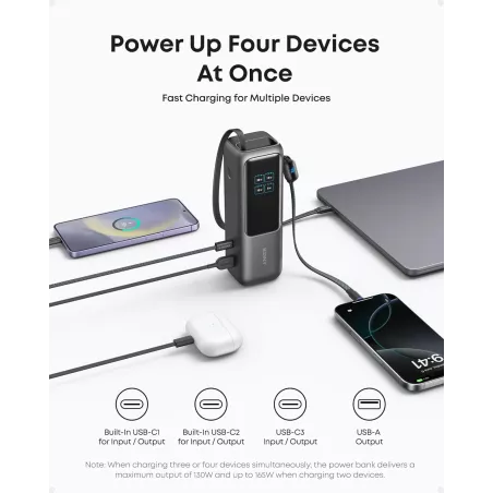 Anker 25,000mAh Power Bank — 100W fast charging with built-in cables for all your devices!