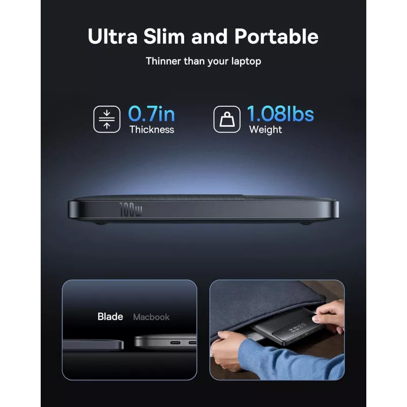 Baseus 100W Power Bank — Ultra-slim 20,000mAh fast charger with 4 ports for all your devices!
