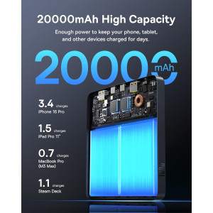 Baseus 100W Power Bank — Ultra-slim 20,000mAh fast charger with 4 ports for all your devices!